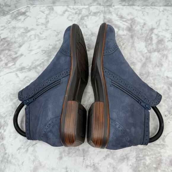 NAOT Women's Sz 37 Nefasi Ankle Boot Navy Blue Zipper Leather Nubuck - Picture 5 of 13